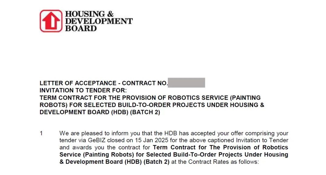 蔚建噴涂機器人中標新加坡建屋發展局（HDB）首個建筑機器人集采項目
